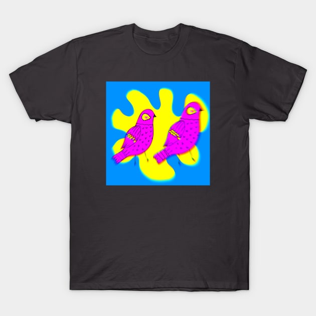 Neon Bird Glitch Art T-Shirt by Digital GraphX